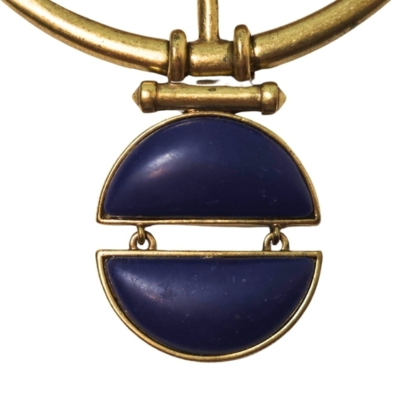 Lucky Brand Gold Brushed Metal & Blue Stone Collar Statement Necklace - Picture 2 of 6
